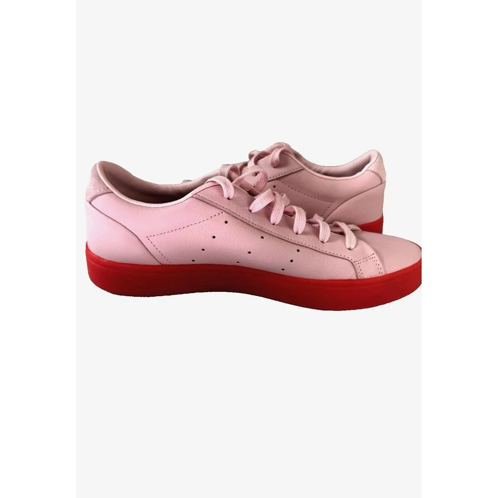 Adidas Originals Sleek Pink Neon Red Leather Sneakers 9.5 Statement Streetwear